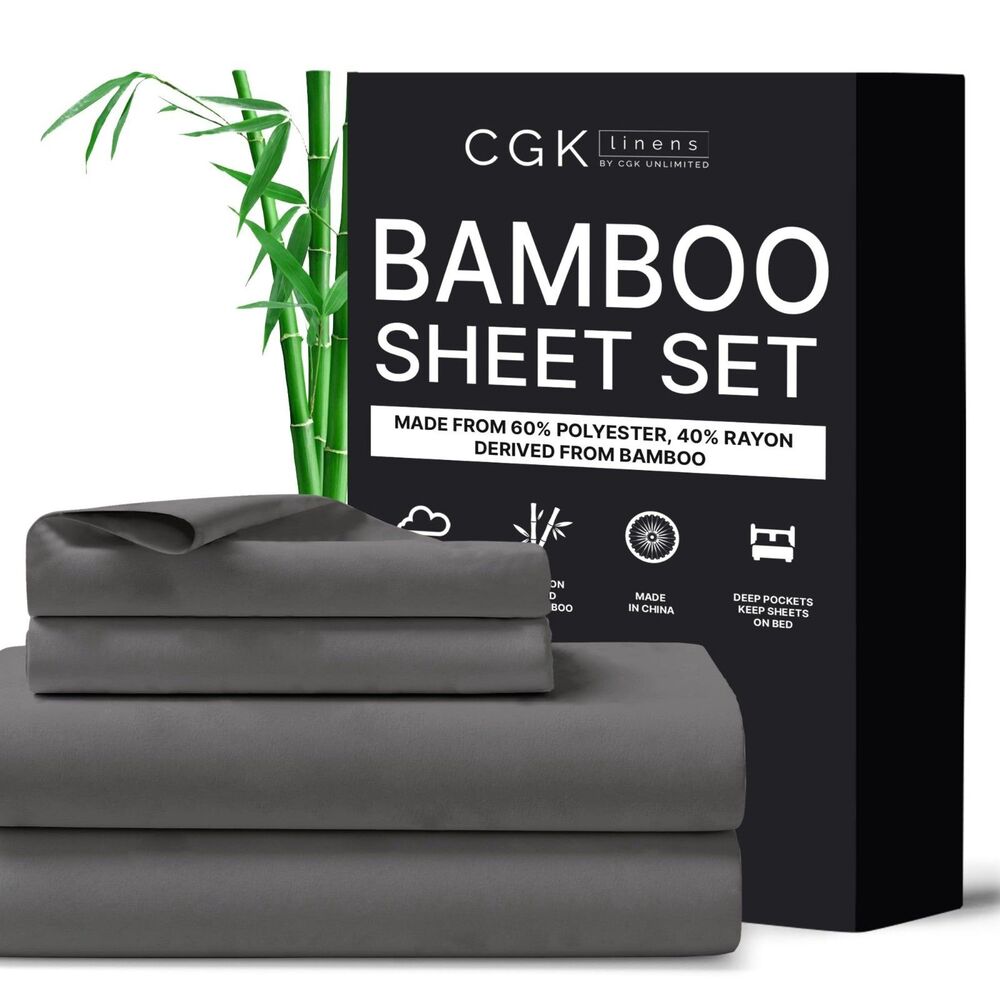 CGK rayon from bamboo DARK GRAY sheet set FULL NIB Cooling Soft smooth